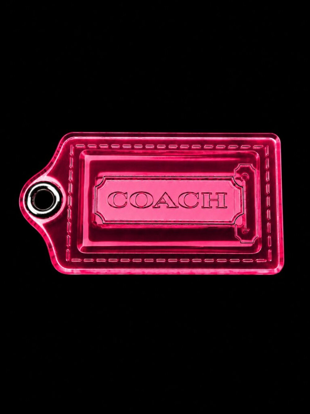 COACH POPPY Hot Pink Acrylic Hangtag Keychain Charm Rare Fob